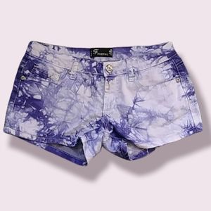 Purple And White Tye Dye Cotton Shorts